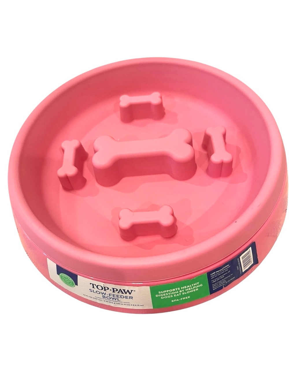 Top Paw 2 in 1 Slow Feeder Dog Bowl in Pink